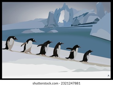 Antarctica Penguins Marching To The Sea