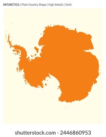 Antarctica plain country map. High Details. Solid style. Shape of Antarctica. Vector illustration.