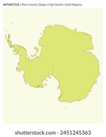 Antarctica plain country map. High Details. Solid Regions style. Shape of Antarctica. Vector illustration.