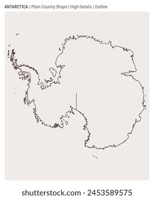 Antarctica plain country map. High Details. Outline style. Shape of Antarctica. Vector illustration.