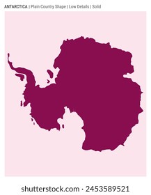 Antarctica plain country map. Low Details. Solid style. Shape of Antarctica. Vector illustration.