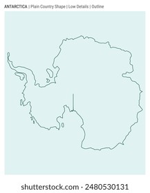 Antarctica plain country map. Low Details. Outline style. Shape of Antarctica. Vector illustration.