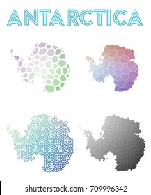 Antarctica polygonal map. Mosaic style maps collection. Bright abstract tessellation, geometric, low poly, modern design. Antarctica polygonal maps for infographics or presentation.