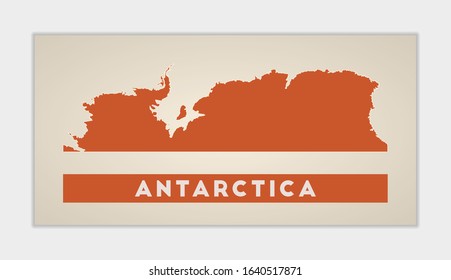 Antarctica poster. Map of the region with colorful areas. Shape of Antarctica with region name. Creative vector illustration.