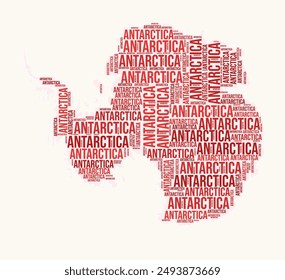 Antarctica regions word cloud. Country logo design. Regions typography style vector image. Antarctica colored text cloud. Vibrant vector illustration.