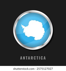 Antarctica round framed national flag. Circular glossy flag of Antarctica