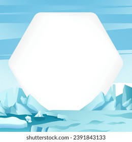 Antarctica scene with copy space . Flat design . Vector .