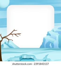 Antarctica scene with copy space . Flat design . Vector .