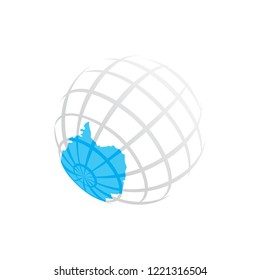 Antarctica silhouette and South Pole on abstract earth globe - vector illustration