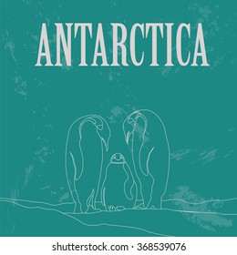 Antarctica. South Pole. Retro styled image. Vector illustration