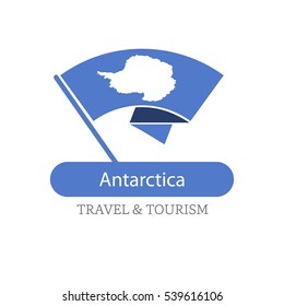 Antarctica The Travel Destination logo - Vector travel company logo design - Country Flag Travel and Tourism concept t shirt graphics - vector illustration