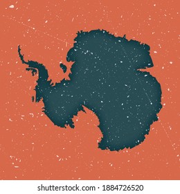 Antarctica vintage map. Grunge map of the continent with distressed texture. Antarctica poster. Vector illustration.