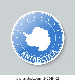 AntarcticaVector label badge with map of Antarctica