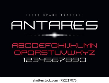 Antares futuristic vector decorative font design, alphabet, typeface, typography.