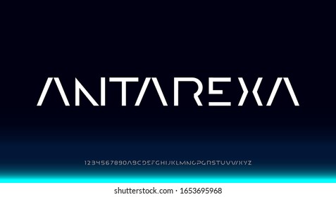 Antarexa, an abstract technology science alphabet font. digital space typography vector illustration design	