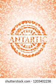 Antartic abstract orange mosaic emblem