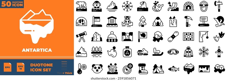 Antartica Duotone Editable Icons set. Vector illustration in modern thin duotone style of antartica icons: alaska, arctic, pole, etc