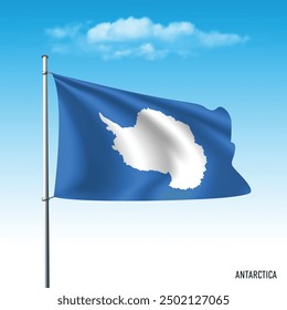 Antartica flag flying on blue sky, vector illustation.