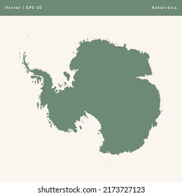 Antartica Map Vector Style Greyish Green, Flat Maps Vector Illustration - EPS10
