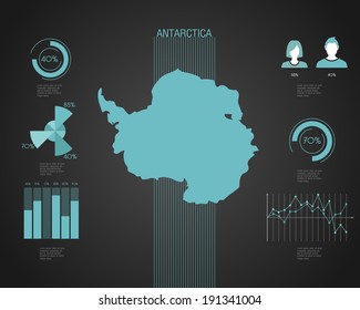 Antartica World map with different colored continents - Illustration