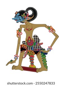 Antasena wayang fantoche, mostra de sombra de fantoche indonésio, estilo de ilustração vetorial.