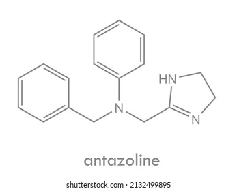 Antazoline structure. Antihistamine drug molecule used in treatment of allergy. Skeletal formula.