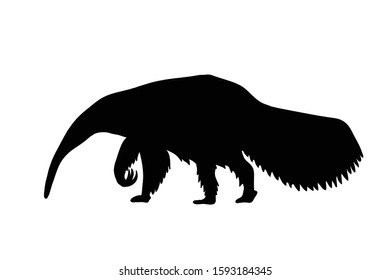 Anteater black silhouette. Vector illustration of an ant eater animal. 
