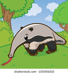 anteater eating ants, cartoon, animal cartoon	