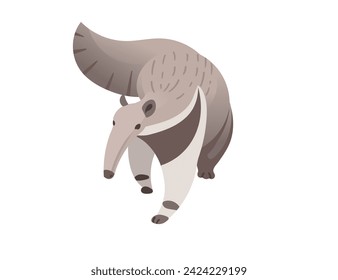 Anteater mammal cartoon animal design vector illustration isolated on white background