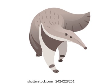 Ammenkarikatur für Anteater, Vektorgrafik von Tieren, einzeln auf weißem Hintergrund