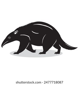 Anteater outline and symbols. Dark level variety basic exquisite white foundation Anteater animal vector and silhouette icon.