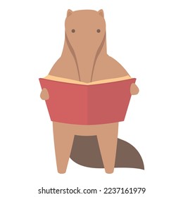 Anteater reading book icon cartoon vector. Ant eater. Funny mammal