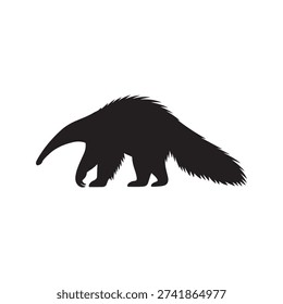 Anteater silhouette icon vector flat illustration on white background.

