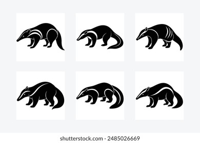 Anteater silhouette vector style with white background
