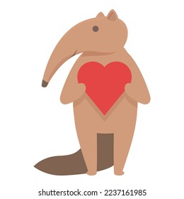 Anteater take heart icon cartoon vector. Fauna zoo. Wild mammal