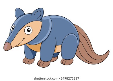 Anteater Vector Illustration, Linocut, Kawaii, Cartoon, Clipart, Line Art Design