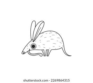Icono de contorno aislado del vector anteater. Icono de vector animal de anteater. Icono de anclaje 