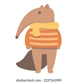 Anteater winter cloth icon cartoon vector. Ant animal. Cute mammal