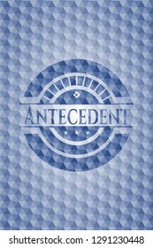 Antecedent blue polygonal badge.