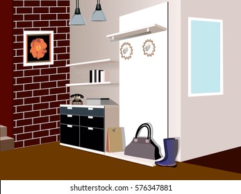 Antechamber design, commode icon, chest of drawers design,  antechamber illustration