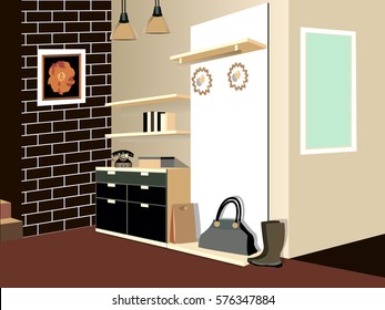 Antechamber design, commode icon, chest of drawers design,  antechamber illustration