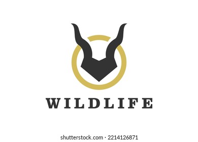 Antelop Horn Skull Logo Animal Head Deer Antler Stag Icon Symbol 