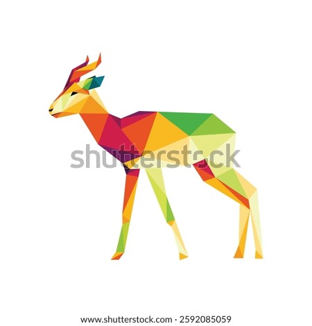 Antelope animal in Colorful Polygon Vector Illustration. Colorful Low Poly Abstract Vector of Antelope. Antelope Deer Illustration for kids book