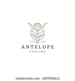 Antelope animal logo icon design template flat vector illustration