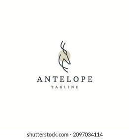Antelope animal logo icon design template flat vector illustration