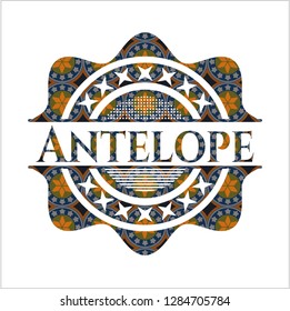 Antelope arabic style emblem. Arabesque decoration.
