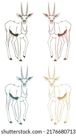 Antelope mit großer, langer Hörner-Vektorgrafik
