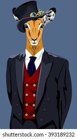 Antelope in the business man's suit and top hat