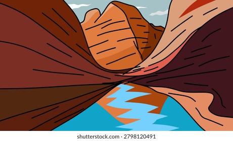 Antelope Canyon, color vector illustration