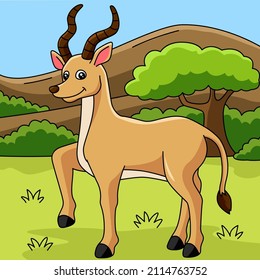 Antelope Cartoon Vector Colored Illustration